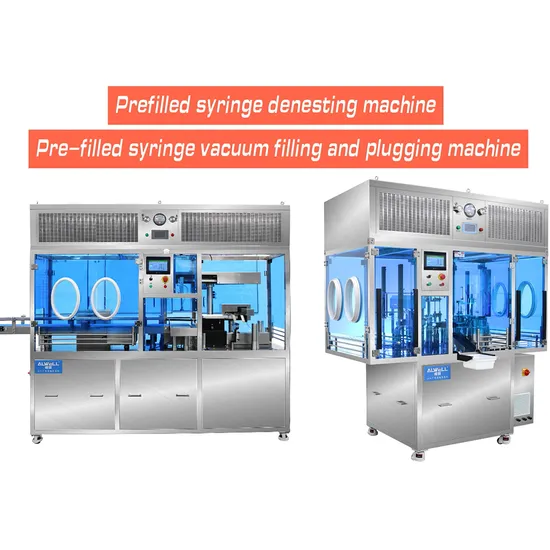 Machine de remplissage de seringues pharmaceutiques aseptiques à double chambre en plastique/verre